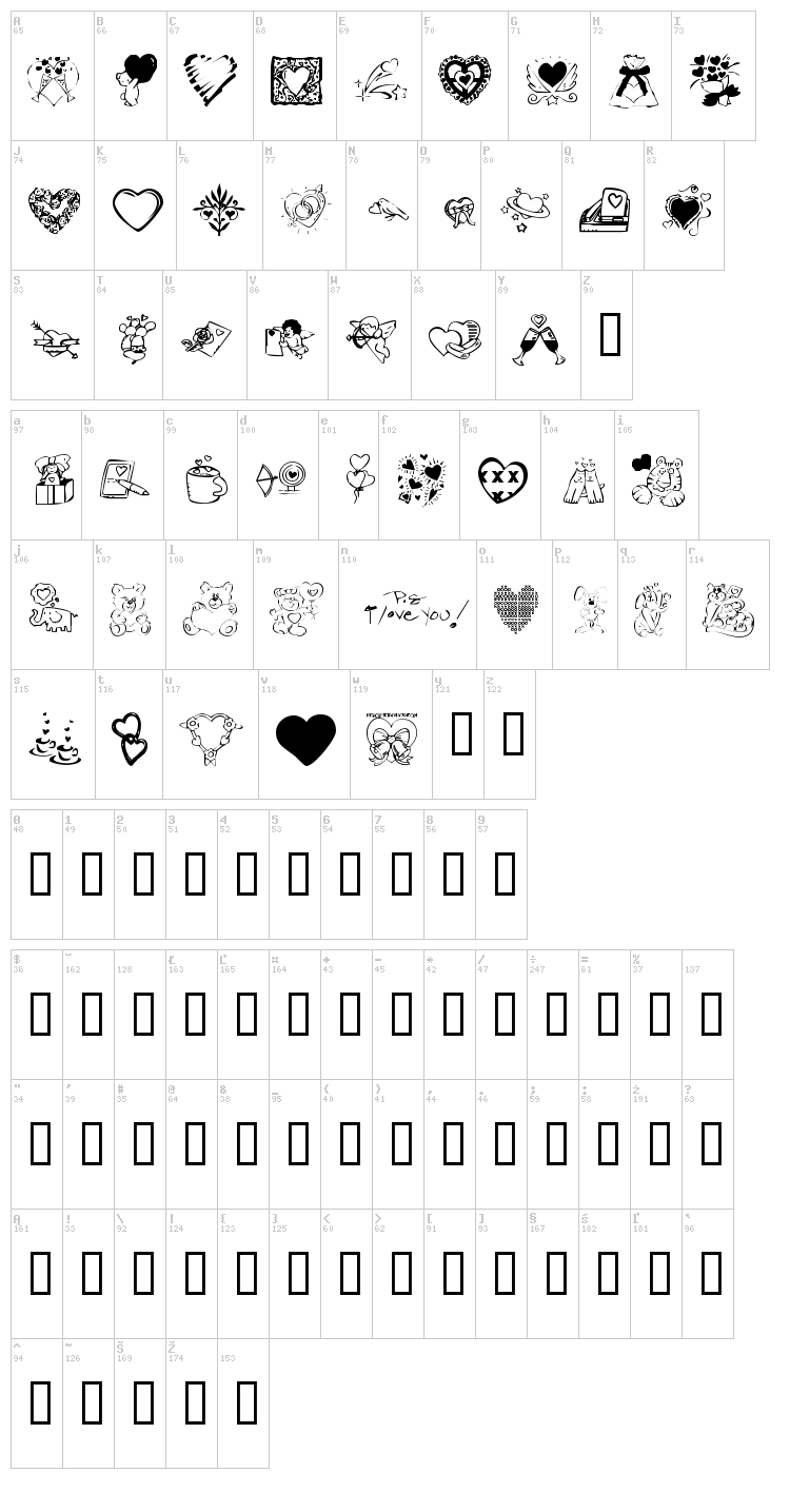 KR Valentine Dings 2002 font map